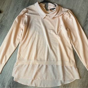 Soft Pink Collared Long Sleeve Shirt